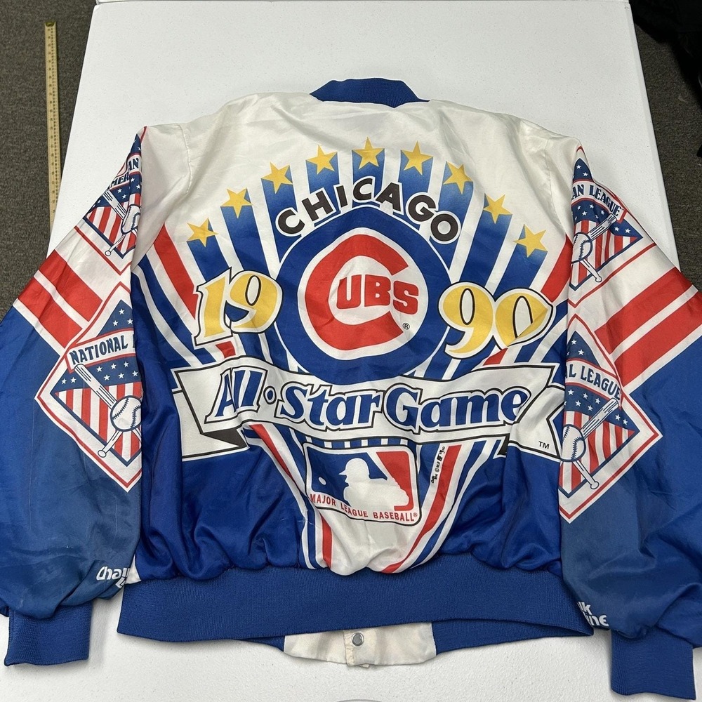 Chalk Line Bomber Jacket Men XL White 1990 MLB All-Star Game Chicago Cubs Vtg